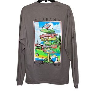 SIMPLY SOUTHERN Unisex Gray Long Sleeve T-Shirt ALABAMA State Inspired NEW Tee S